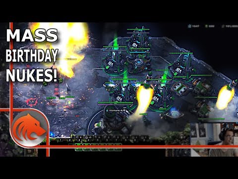 StarCraft 2: MASS Nukes vs Zerg for my Birthday!