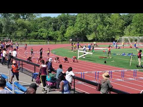 Novas 11-12 girls 80m hurdles at Hillhouse high school (Connecticut)