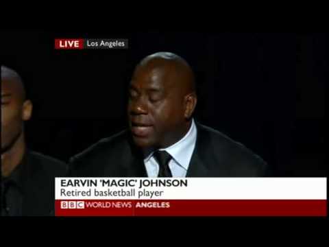 LIVE MEMORIAL MICHAEL JACKSON AT THE STAPLES CENTER  - LIVE BBC -  EARVIN MAGIC JOHNSON