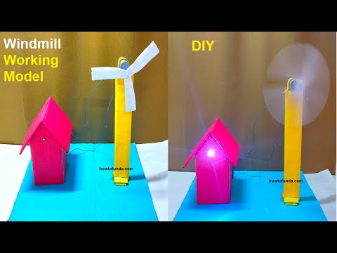 windmill working model(wind turbine) for school project - diy - science project | howtofunda