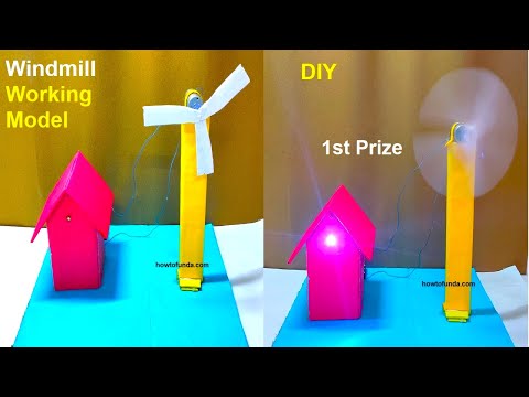 wind turbine or wind mill working model science project innovative award winning howtofunda