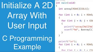 Initialize A 2D Array With User Input | C Programming Example