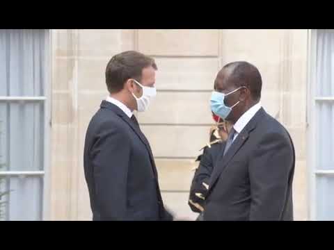 Le déjeuner de travail de  S.E.M. Alassane Ouattara  avec son  S.E.M. Emmanuel Macron  au Palais de l'Elysée.