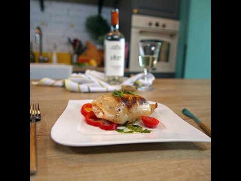 Grilled squid stuffed with feta cheese