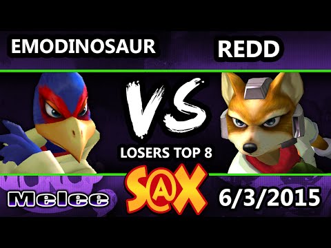 S@X - VGBC | Redd (Fox) vs emoDinosaur (Falco) SSBM Loser Quarters - Smash Melee