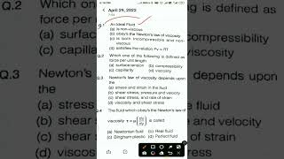 SSC JE 2022 FLUID MECHANICS IMPORTANT QUESTION PRACTICE SSC JE QUESTION UPSSSC JE FLUID MECHANICS