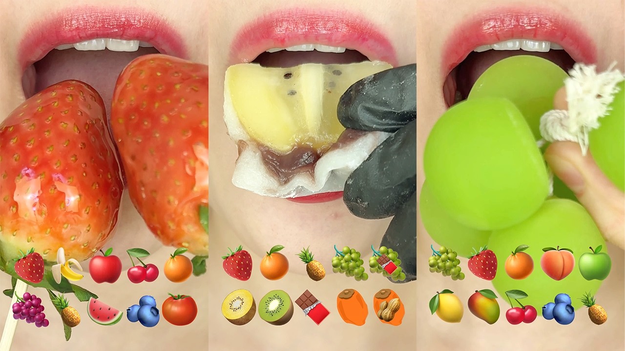 asmr MOST POPULAR FRUITS  EMOJI FOOD COLLECTION 다양한 과일 이모지 먹방 모음집 eating sounds