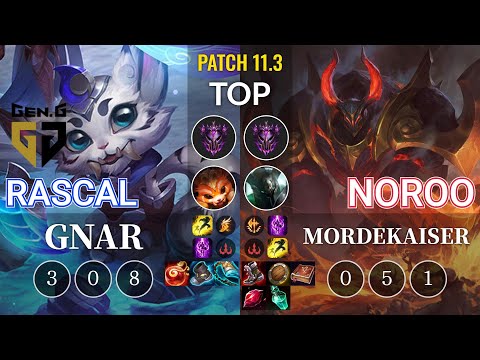 GEN Rascal Gnar vs NoRoo Mordekaiser Top - KR Patch 11.3