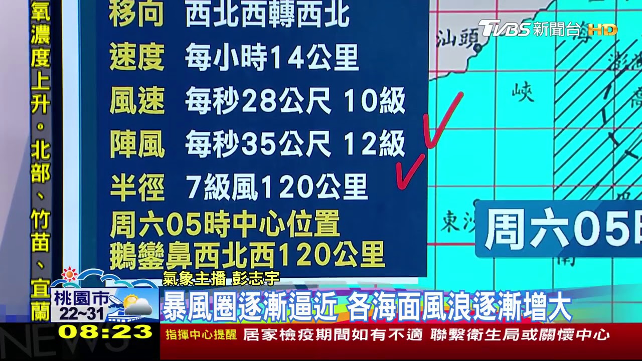 首「侵台颱風」來了!估中午暴風圈觸陸 東南高屏恆春警戒