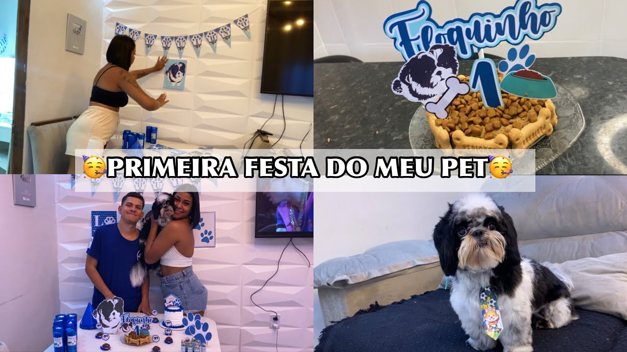 FIZ UMA FESTA DE ANIVERSÁRIO PARA O MEU CACHORRO!!!! + presentes 💙😍