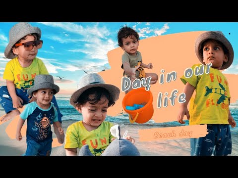 Our Beach day vlog. Ziyad's first horse ride,playing in water, eating potato spring roll