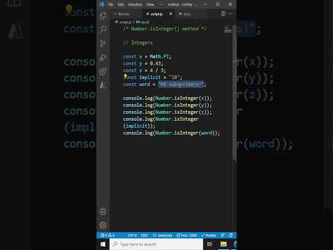 Number Isinteger Method Part 2 Javascript Tutorial For Beginners
