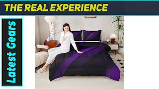 Teens Purple Black Stripes Comforter: Modern Tech Bedding Magic!