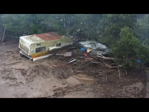 01-30-2021 Salinas, CA - Mudflow Surges and River Fire Burn Damage and Scars 4K