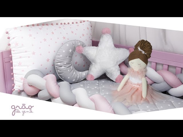 Coleção Trança Estrelinhas e Pompons Rosa | Grão de Gente