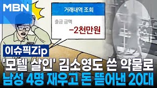 '모텔 살인' 김소영도 쓴 약물로…남성 4명 재우고 돈 뜯어낸 20대 | 이슈픽 zip