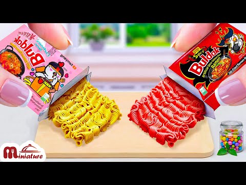 🌶️ So Hot Mini 2x Spicy VS Carbonara Buldak Ramen Recipe | ASMR Cooking Mini Food