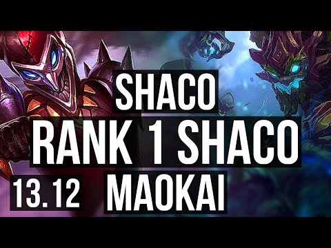 SHACO vs MAOKAI (JNG) | Rank 1 Shaco, 9/0/2, 2.6M mastery, Legendary | KR Grandmaster | 13.12