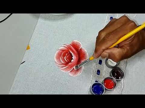 Como pintar: Rosas sem Risco: Aula de Pintura em Tecido Como pintar: Rosas sem Risco: Aula de Pintura em Tecido