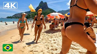 🇧🇷 4K Leblon Beach in the Summer of Rio de Janeiro | Beach walk
