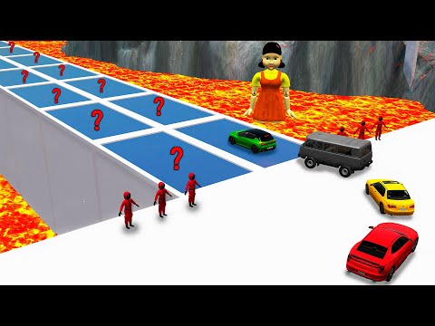 SQUID GAME - New Glass Bridge vs Cars | BeamNG Drive | BimTestCrash