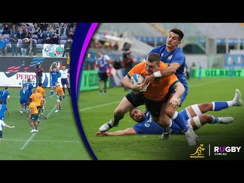 Tom Robertson scores his first ever try for the Wallabies