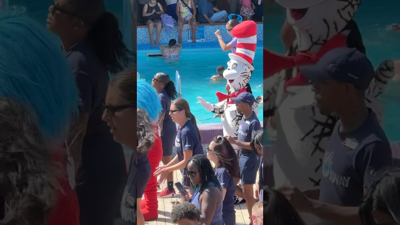 When The Cat in the Hat gets down w/ you during your Carnival Cruise sail away. #cruise #dance