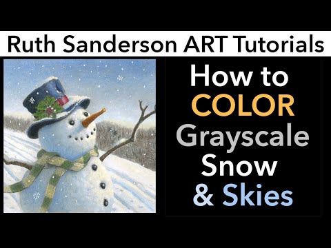 Coloring Snow and Skies over Grayscale with Colored Pencils