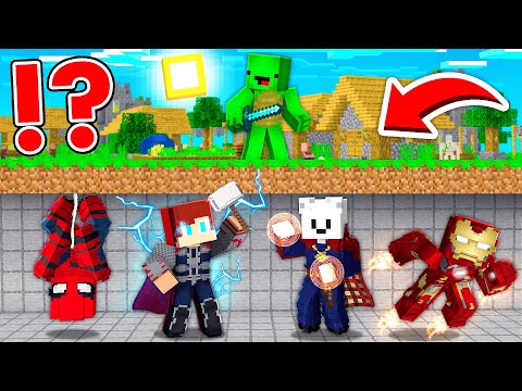 ALL AVENGERS ARMOR Speedrunners vs Hunter in Minecraft - Maizen JJ and Mikey