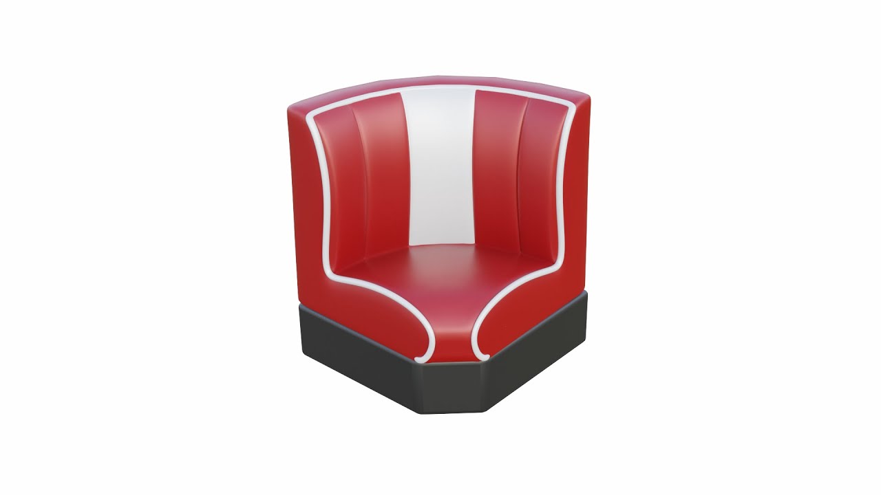 Retro Diner Square Booth 3D Model