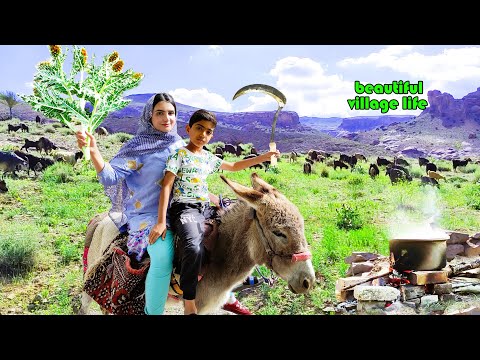 Village Lifestyle Iran: Strange Cooking With & Donkey Riding By A Girl
