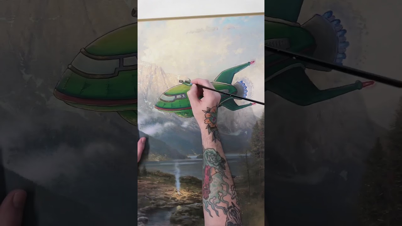 Futurama in a thrift store painting. Part 1/2 #futurama #art #funny #painting #diy #thrifting