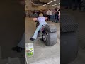 Girl burnout on her drag bike