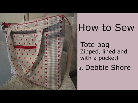 A zippered, lined tote bag for you to sew by Debbie Shore