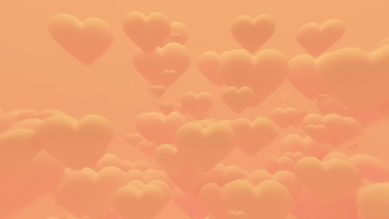 Big orange hearts floating away forever