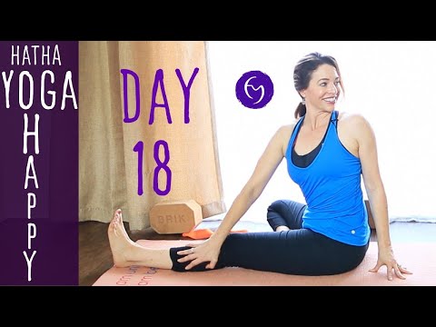 30 Minute Hatha Yoga Happiness: Hug it Out! Day 18 | Fightmaster Yoga Videos thumbnail