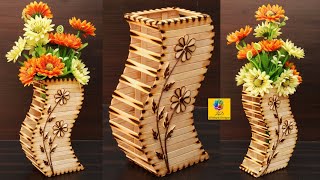 How to make flower vase with popsicle sticks  Flow