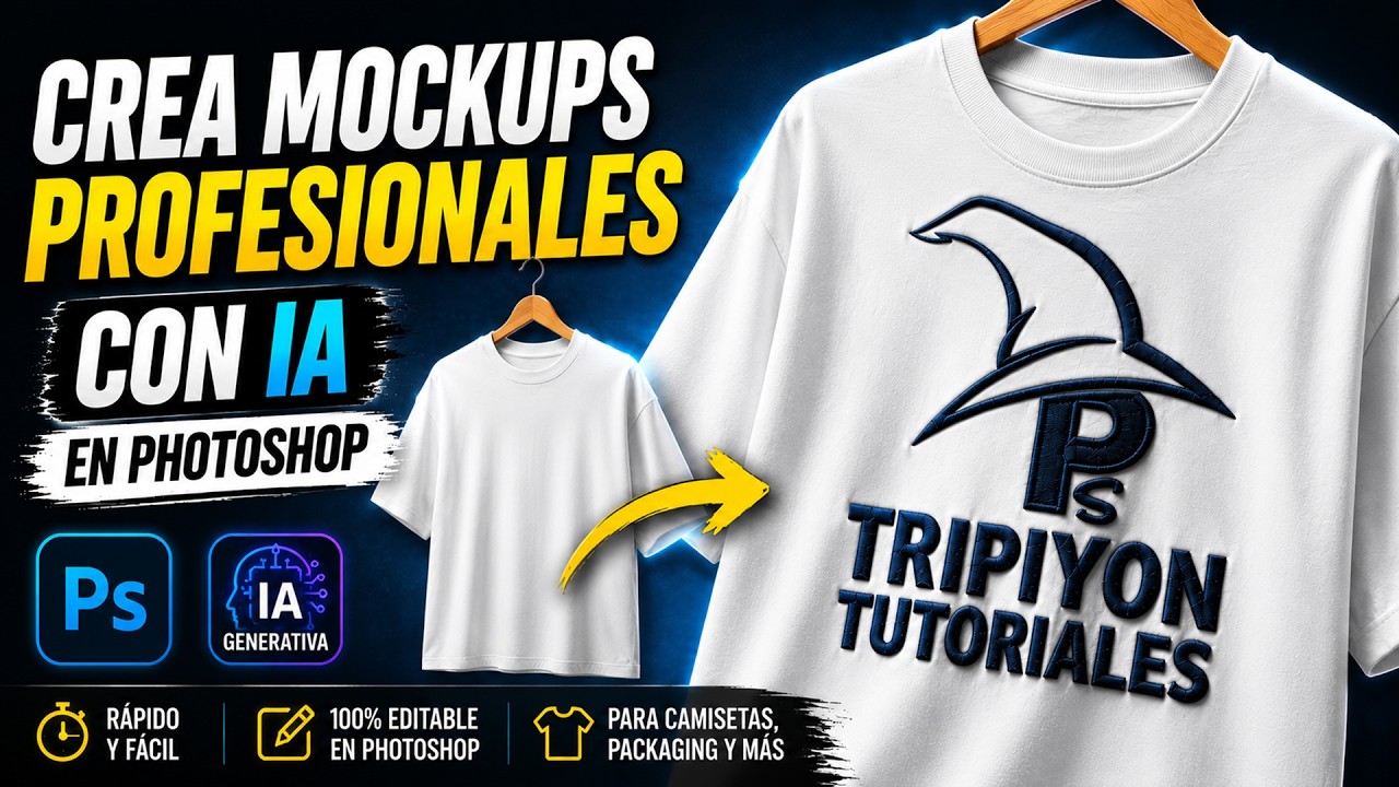 🤯 Crea MOCKUPS PROFESIONALES con IA en Photoshop (SIN DESCARGAR NADA)