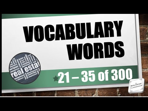 Real Estate Vocabulary 1 20 of 300 Real Estate Exam Prep Videos