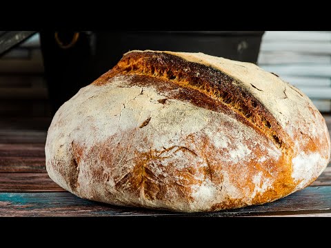 [EN/SUB] Rye Bread with whole wheat baked in a Dutch Oven - no sourdough needed