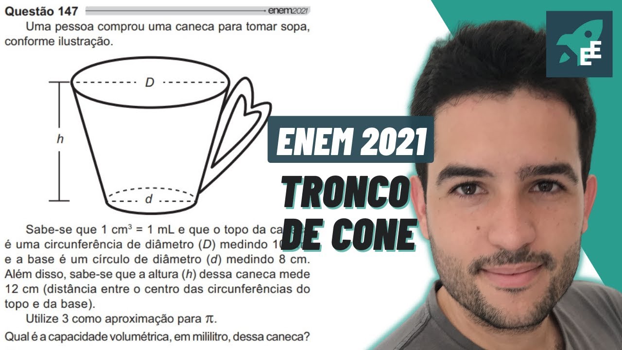 Uma pessoa comprou uma caneca para tomar sopa, conforme ilustração - MATEMÁTICA EXATAS ENEM 2021