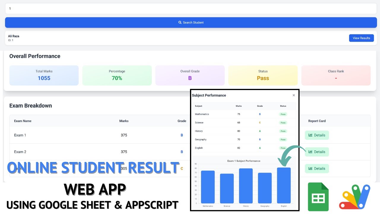 How to Make Online Student Report Card System Using Google Sheets | C32