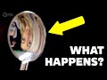 Riddle: How does your reflection flip when you bend a spoon inward?