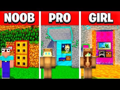 Moose - NOOB vs PRO vs GIRL FRIEND HIDDEN MINECRAFT BASE BUILD BATTLE! (Building Challenge)