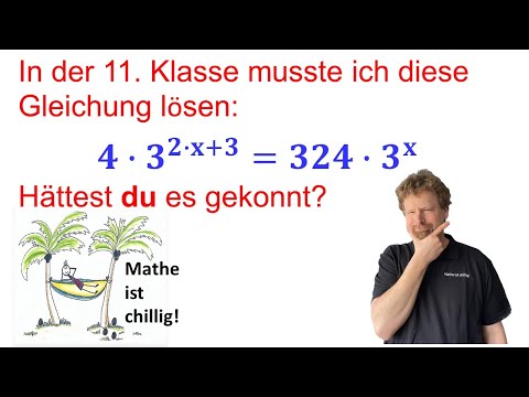 Exponentialgleichung 𝟒∙𝟑^(𝟐∙𝐱+𝟑) = 𝟑𝟐𝟒∙𝟑^𝐱 lösen - zwei Vorgehen