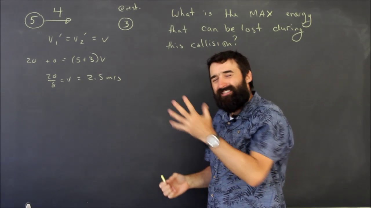 Elastic Collisions Maximum Energy Lost Sample Problem