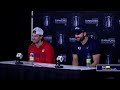 Logan Thompson and Tom Wilson talk after Game 4 vs. Montreal