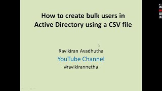 How to create bulk users in Active Directory using  PowerShell Script with importing CSV file