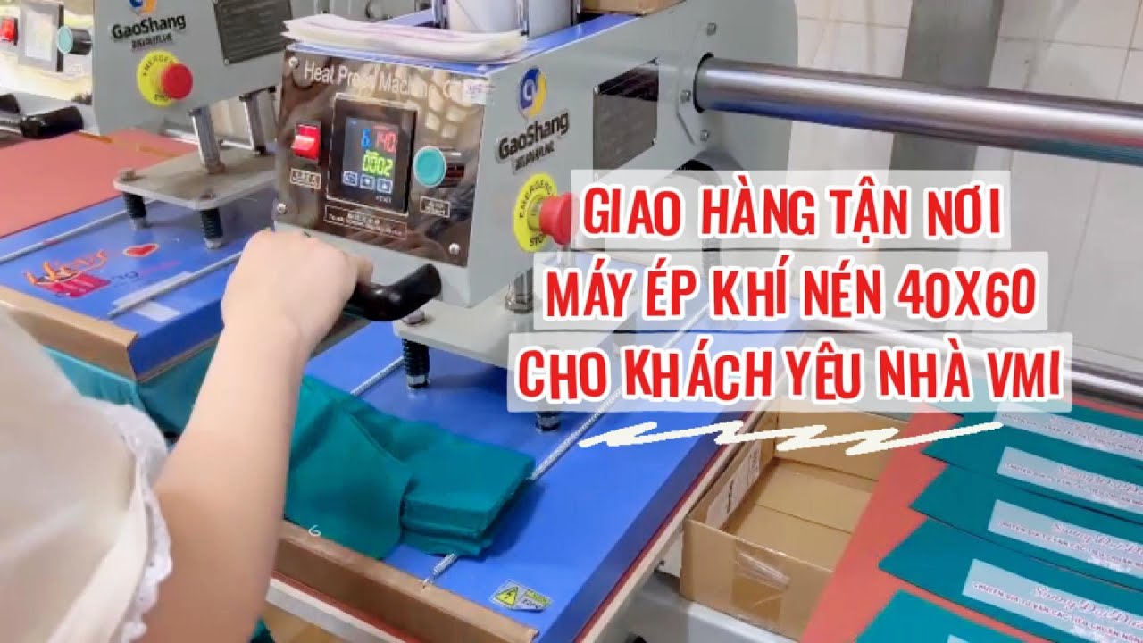 Lắp máy ép nhiệt khí nén 40x60 2 mâm