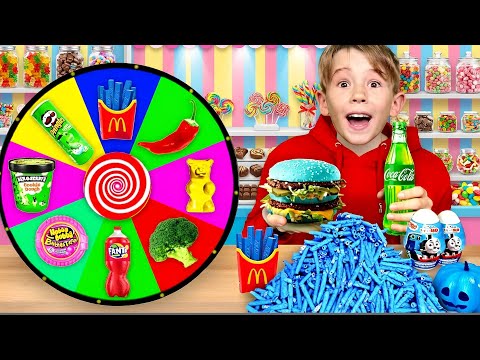 LITTLE BOY in the Eating by Color Challenge 🍔 Takis extremely HOT 🌶️